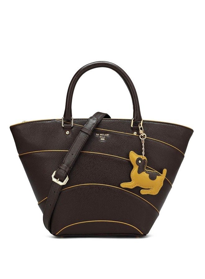 Da Milano Genuine Leather Brown Satchel (Small) - Image 1